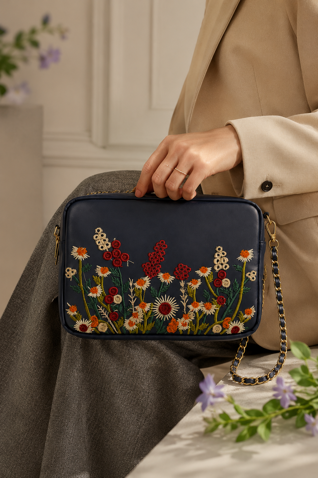 CLT Blossom Crossbody - Blue